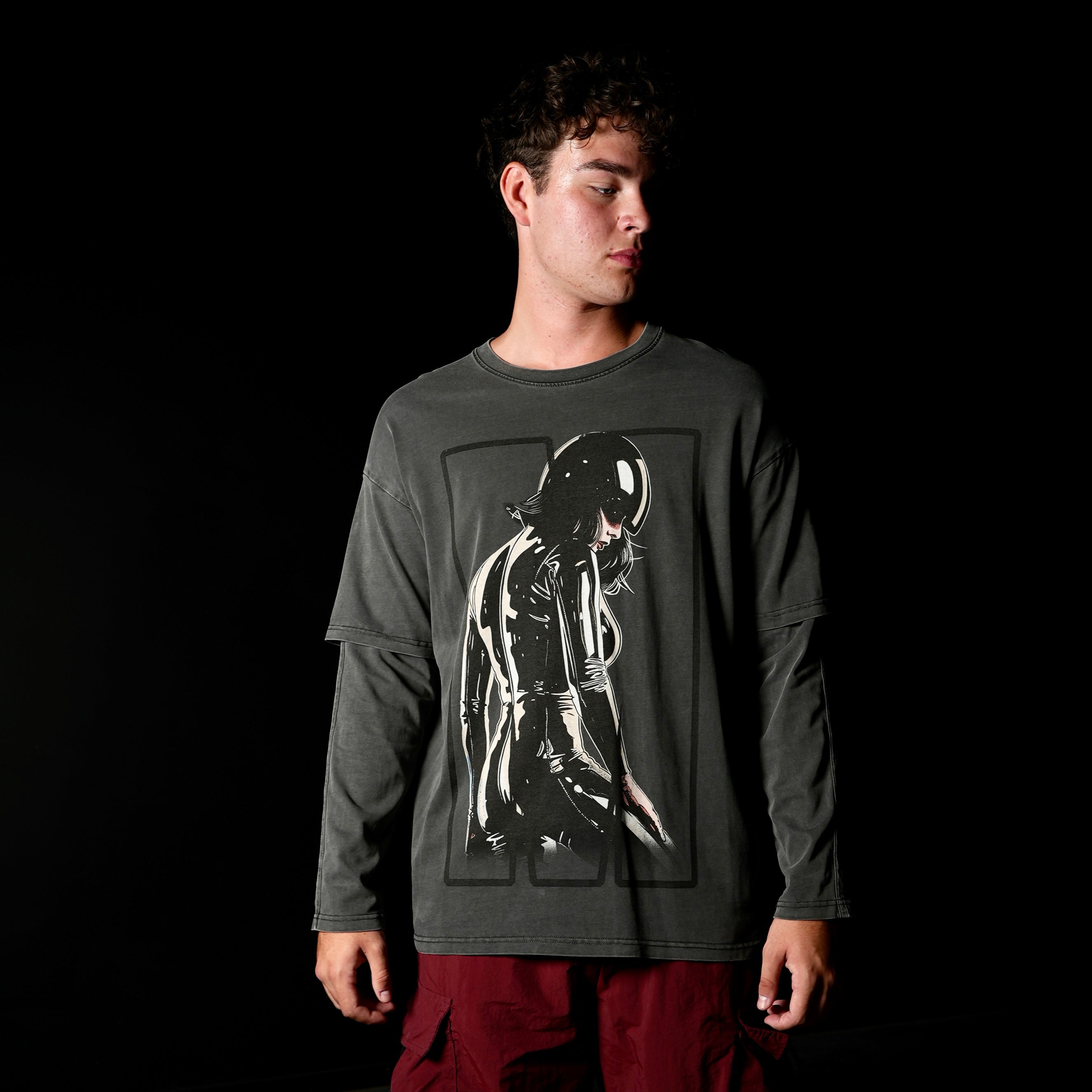 OBSCURA LONG SLEEVE LAYERED T-SHIRT OVERSIZED